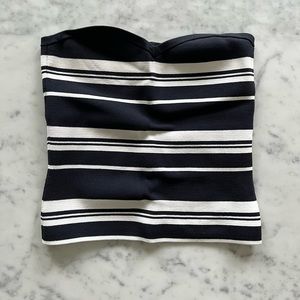 Babaton Sculpt Knit Sweetheart Tube Top (stripped navy/white, size M)